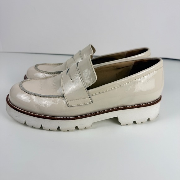 L'idea by Lori Women Cream Patent Leather Penny Loafers 40 Made in Italy - Picture 5 of 8